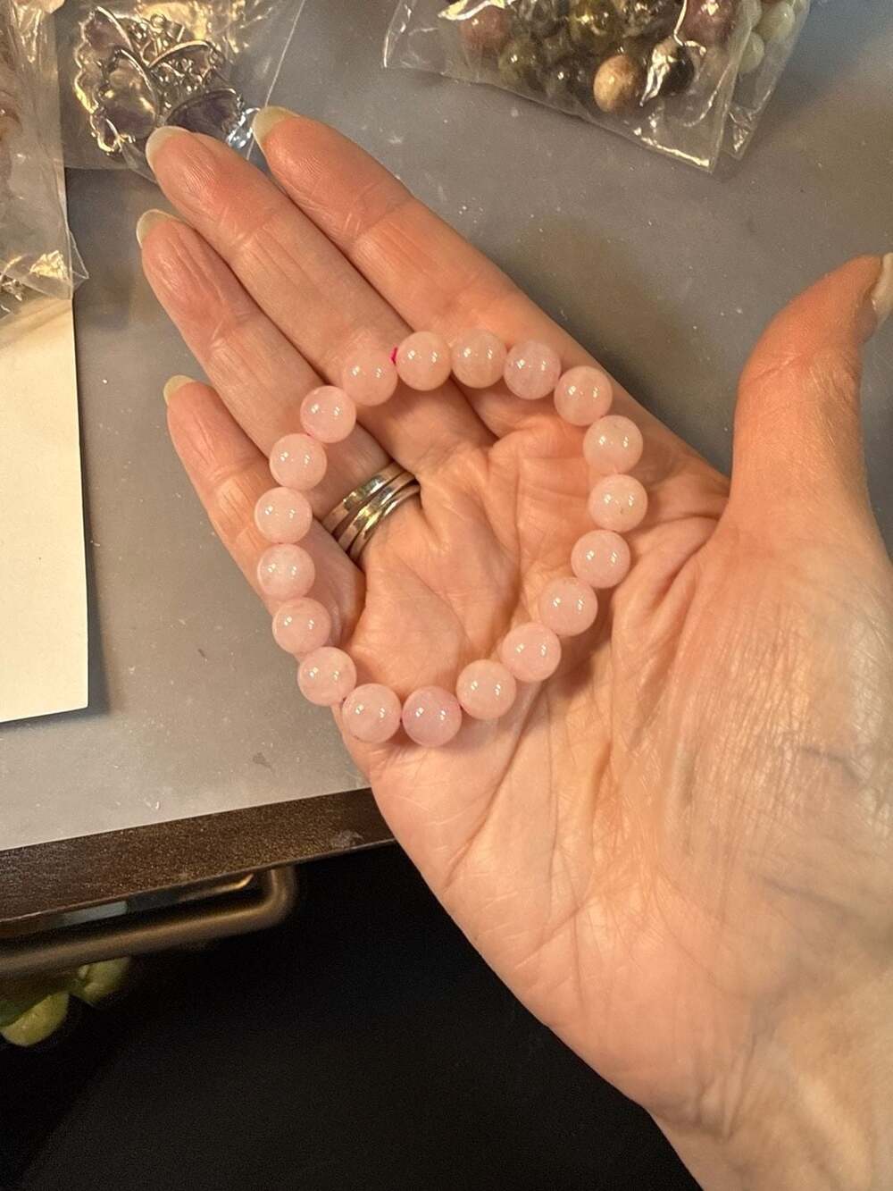 Natural Rose Quartz Beaded Stretch Bracelet 10mm